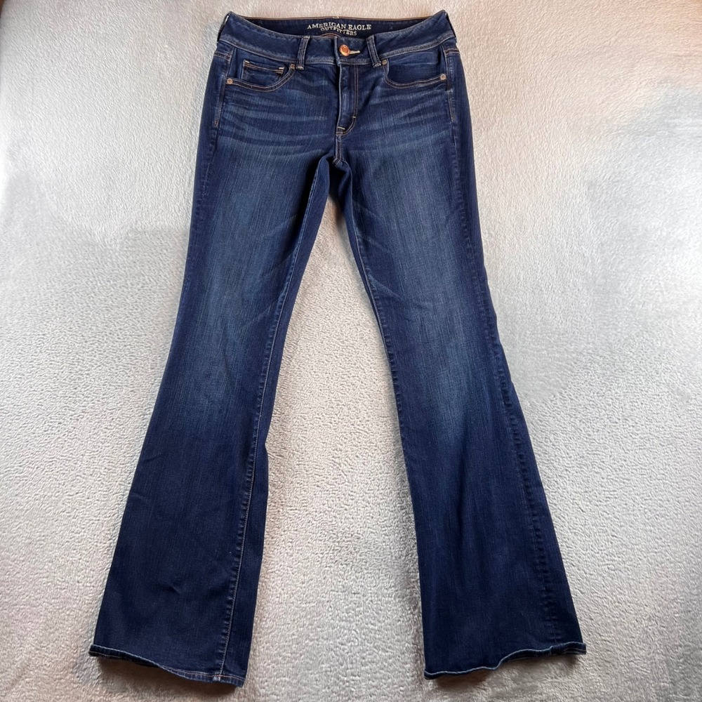 American Eagle Kick Boot Jeans Womens 10 Long Dark Wash Stretch Bootcut Denim